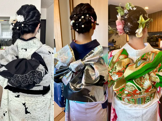 ヘアセット込み価格です◆着付のみ割引有◆英語可能◆美しく快適な着姿を提供致します