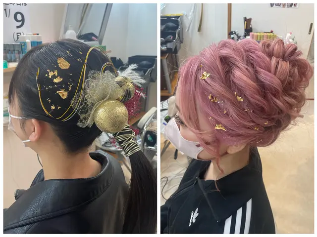 【着付・ヘアメイク同時予約可】早朝料金0☆ 複数予約金箔サービス!結婚式 七五三