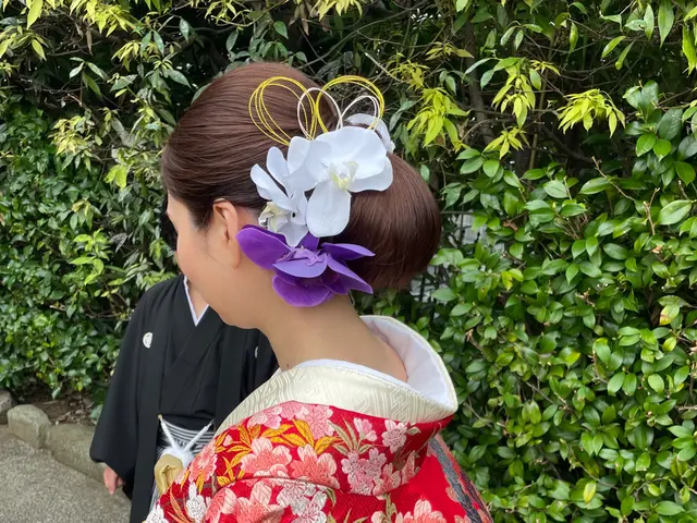 【着付・ヘアメイク同時予約可】早朝料金0☆ 複数予約金箔サービス!結婚式 七五三