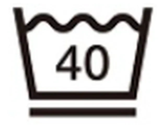 洗濯表示(桶マークの中に40。桶の下に線が一本)