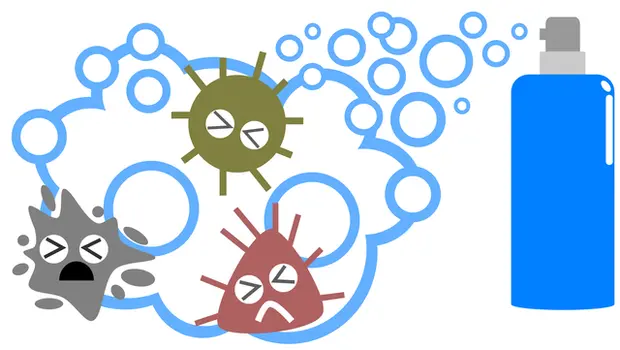 汚れを撃退する泡のイメージイラスト