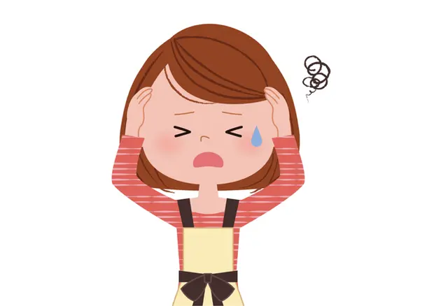 頭を抱えている女性のイラスト