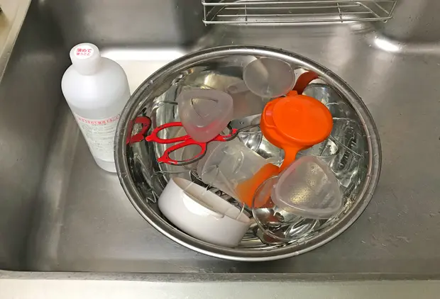 逆性石けんにつけおきした調理器具