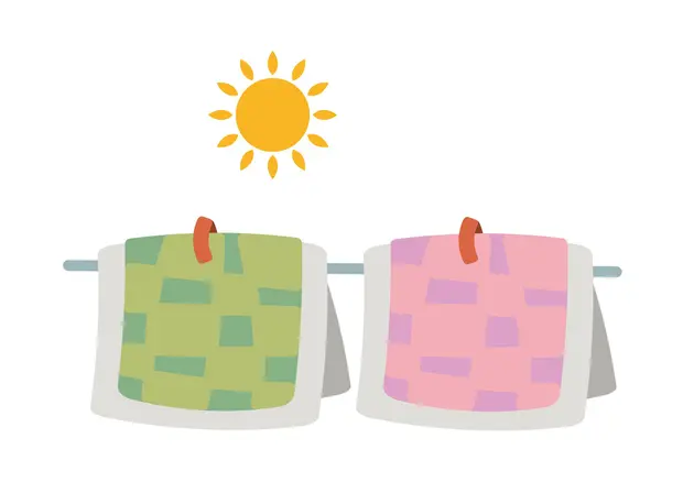 ベランダに干した布団のイラスト