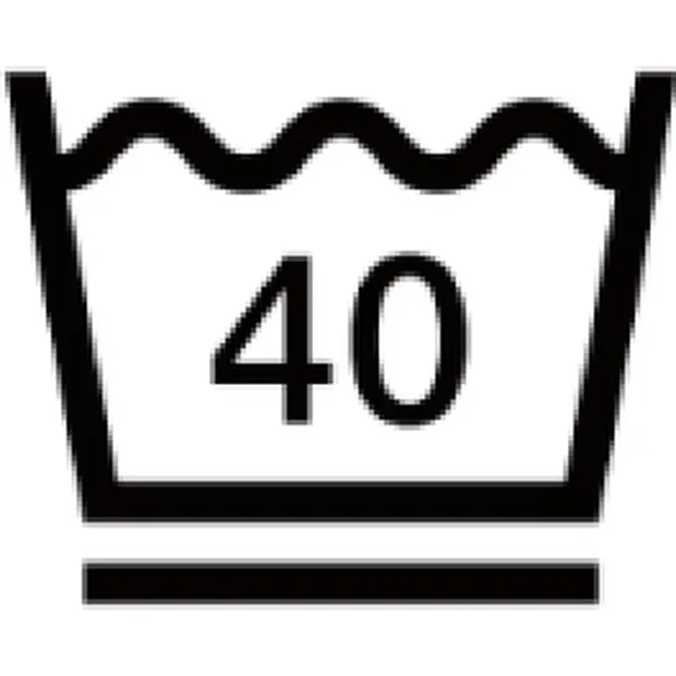 洗濯表示(桶マークの中に40。桶の下に線が一本)