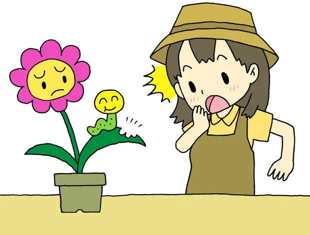 花が虫に食われるイラスト