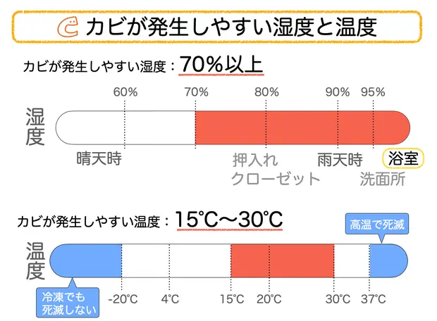 カビが発生しやすい温度と湿度