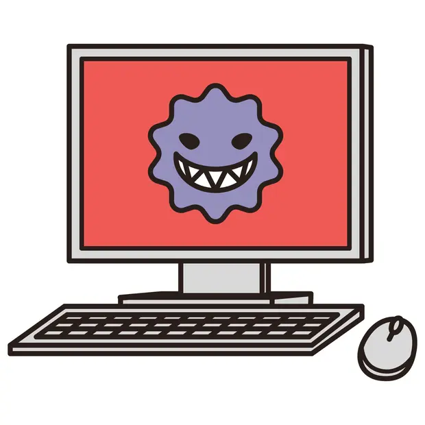 ウイルスに感染したパソコン