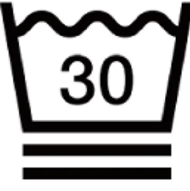 洗濯表示(桶マークの中に30。桶の下に線が二本)