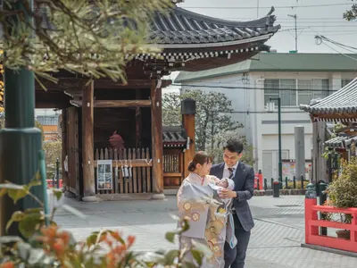 着付けorフォトパネル選べます／授乳も途中可能！着崩れ直OK/夏用お祝い着貸出有