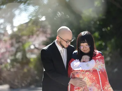 【お宮参り神社ロケーション撮影】撮影データ付き、掛け衣装無料レンタル付き！