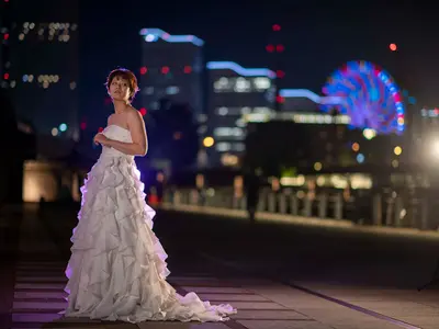 夜景ポートレート撮影（横浜・みなとみらいの夜景をバックに）