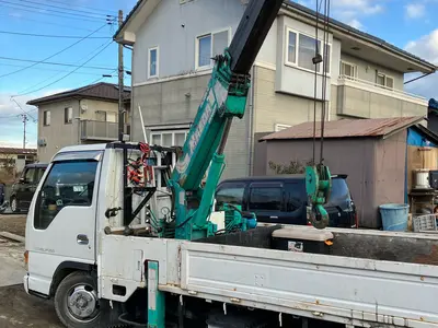 2tロングワイド！ユニックで重い物も可。エアコン取り外し無料！　女性同行可。