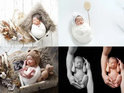 データたっぷり納品【フォトコン優勝】レンタル小物、衣装有り！おくるみ６色から選択