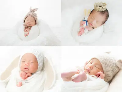 男女2名のカメラマンでの撮影になります　生後2週目前後までの新生児対象です。