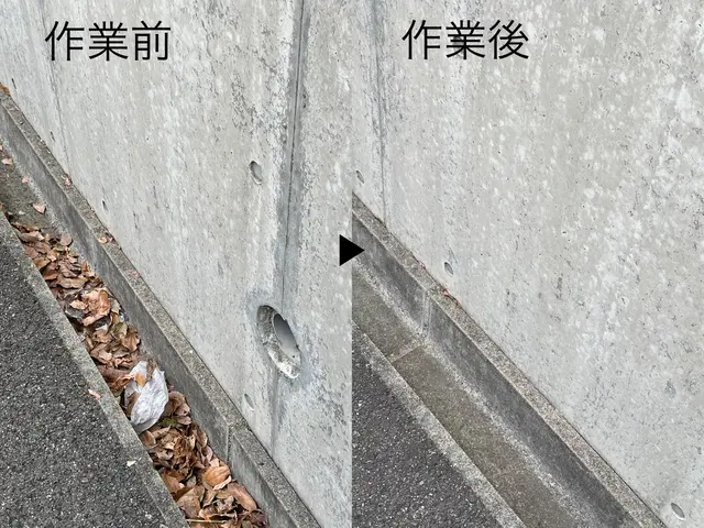 《景観/水流/臭いの改善》側溝内の落ち葉やゴミ詰まりの除去 業界20年 カード可サービスの画像