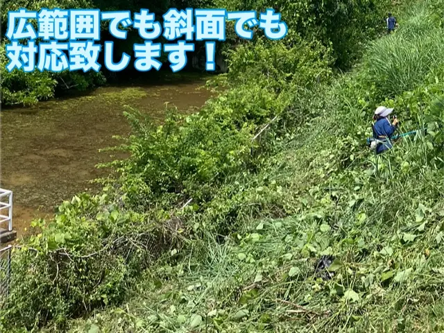 立会い不要、土日対応可、斜面、広範囲もお任せください。サービスの画像