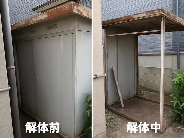 【即日解体可能】錆びていても壊れていてもどんな物置でも解体可能です(^^)サービスの画像