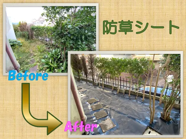 大変な草抜きとはおさらば！防草シートで雑草のないお庭に！サービスの画像