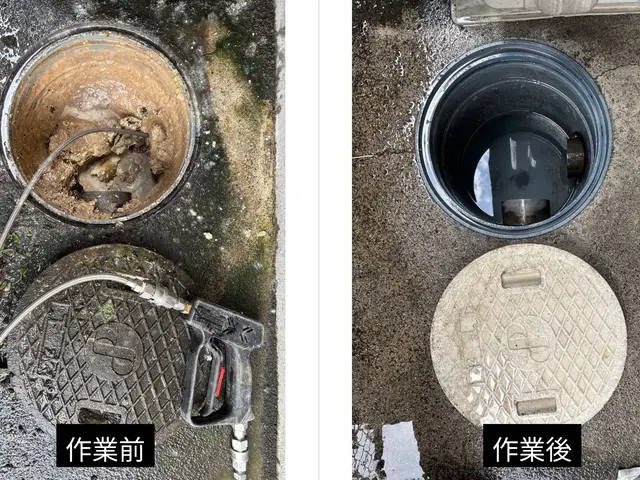 【水道局指定工事店】エンジン式強力高圧洗浄にて見えない所の配管汚れ綺麗にします！サービスの画像