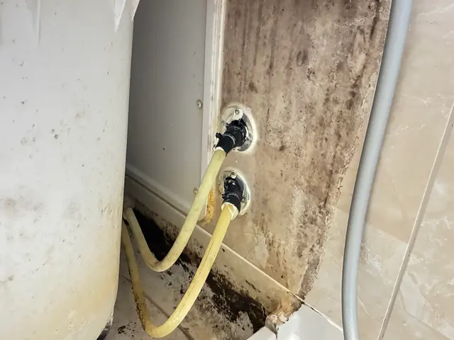 頑固なカビ・水垢・石鹼カスを徹底洗浄！エプロン内の高圧洗浄致します。サービスの画像