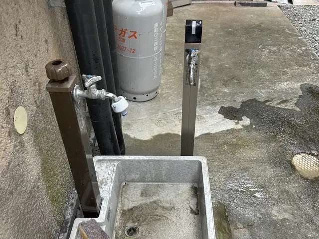 散水栓から立水栓へ交換｜外構水栓・迅速施工サービスの画像