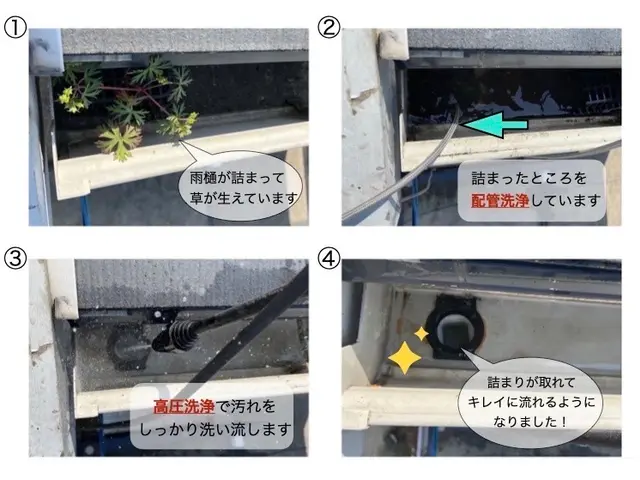 ■雨樋詰まり 基本料金内で高圧洗浄■ほとんどの場合が足場不要です(o^^o)サービスの画像