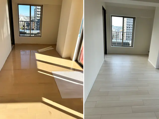 お手入れの楽なフローリング。通常の張替工事より低料金で満足のいく仕上がりにサービスの画像