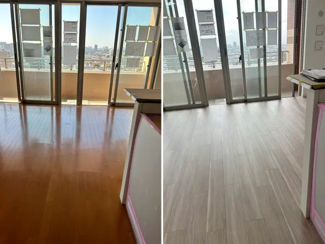 お手入れの楽なフローリング。通常の張替工事より低料金で満足のいく仕上がりにサービスの画像