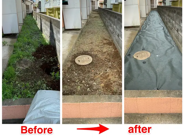 ☆明るいお庭へ大変身！笑顔にさせてみせます^^防草効果抜群☆雑草が突き抜けない☆サービスの画像