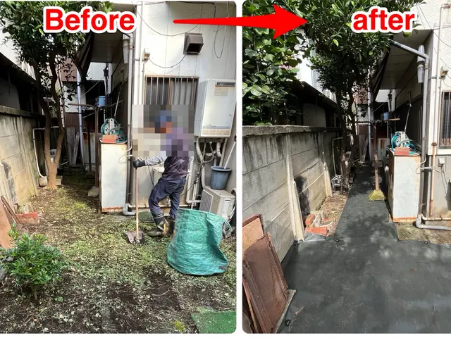 ☆明るいお庭へ大変身！笑顔にさせてみせます^^防草効果抜群☆雑草が突き抜けない☆サービスの画像