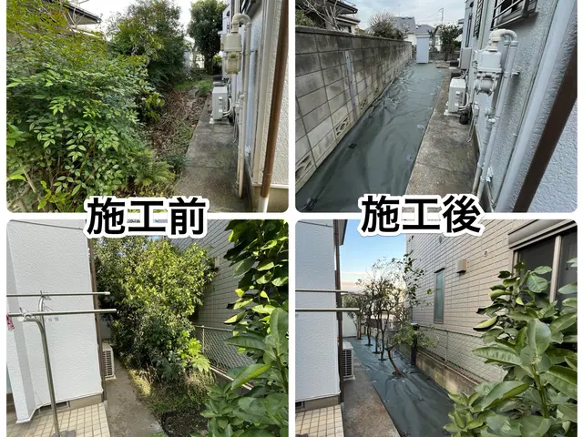 ☆明るいお庭へ大変身！笑顔にさせてみせます^^防草効果抜群☆雑草が突き抜けない☆サービスの画像