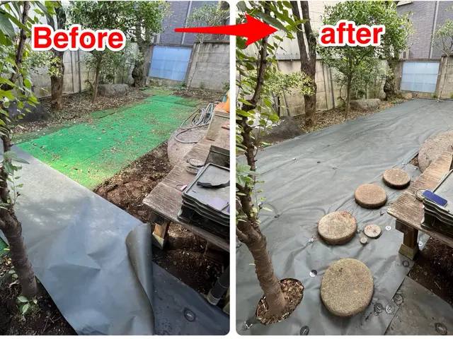 ☆明るいお庭へ大変身！笑顔にさせてみせます^^防草効果抜群☆雑草が突き抜けない☆サービスの画像