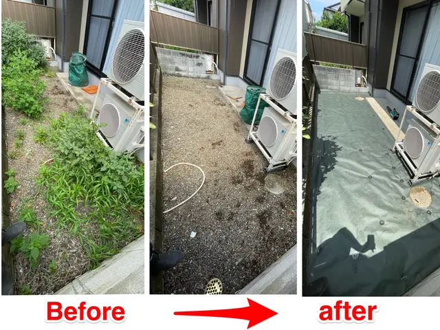 ☆明るいお庭へ大変身！笑顔にさせてみせます^^防草効果抜群☆雑草が突き抜けない☆サービスの画像