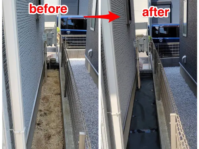 ☆明るいお庭へ大変身！笑顔にさせてみせます^^防草効果抜群☆雑草が突き抜けない☆サービスの画像