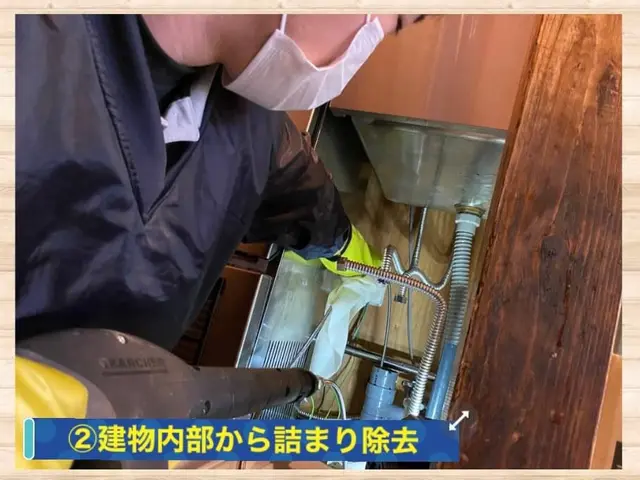 配管内の詰まりを高圧洗浄で除去します！サービスの画像