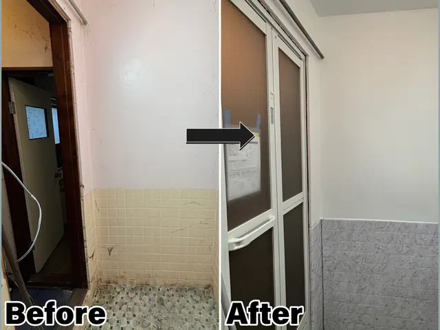 ★浴室ドア交換★3時間程度でお風呂のドアを新品折戸に早替わり♫サービスの画像