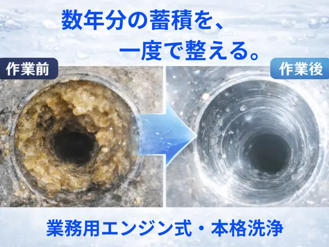 温水高圧で冬の油汚れを一掃、臭いを持ち越さない排水管洗浄根本改善へ今すぐ対策を。サービスの画像