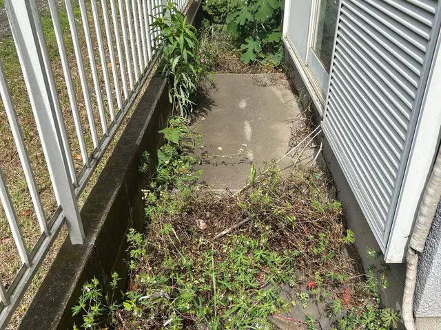 「丁寧な草むしり」「除草剤散布無料」「古物商＋損害保険、安心のお庭整理サービス」サービスの画像