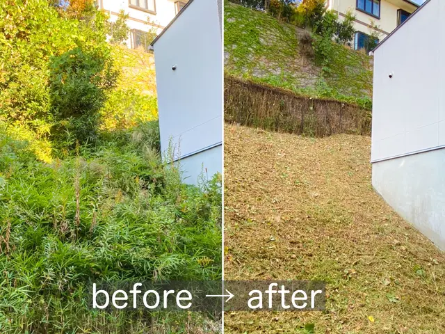 【必ず私が伺います！】丁寧に刈ります！お庭・空き地の手入れ、斜面対応可能◎サービスの画像