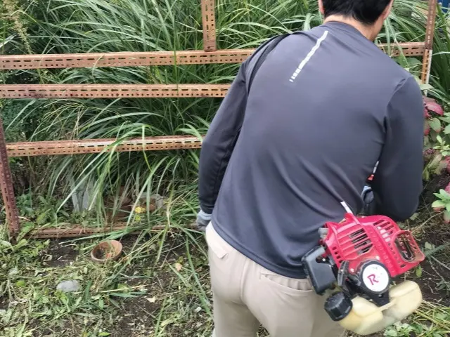 エンジン式草刈り機で雑草スッキリ★伸びすぎた芝や雑草でお困りのお客様へ！！サービスの画像