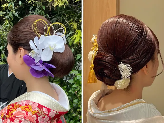 【着付・ヘアメイク同時予約可】早朝料金0☆ 複数予約金箔サービス！結婚式 七五三