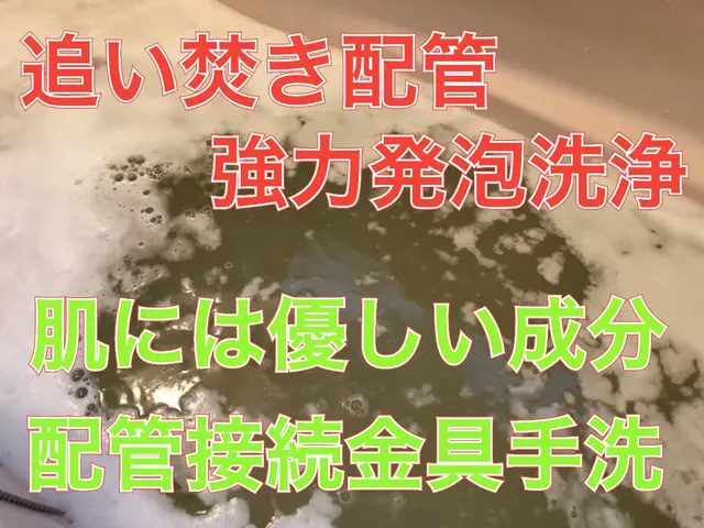 【金賞店】風呂配管内をブラシ洗浄◆多業者がやらない◆緑色になる薬剤は配管傷めますサービスの画像