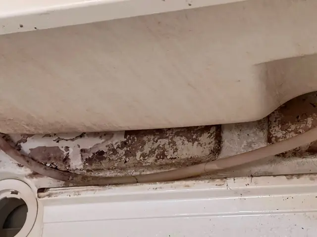 鏡のカルキ汚れ電動サンダーで落とします！エプロン内清掃サービス。ドアもキレイに！サービスの画像