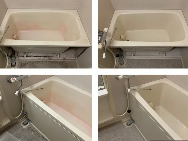 鏡や蛇口の水垢・扉や床のカビ・浴槽・換気扇・排水口など全体的にきれいにします！！サービスの画像