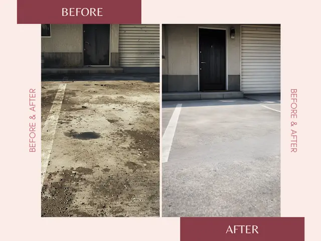 【追加料金一切なし】駐車場まるごと高圧洗浄｜黒ずみ・油汚れをスッキリ除去サービスの画像