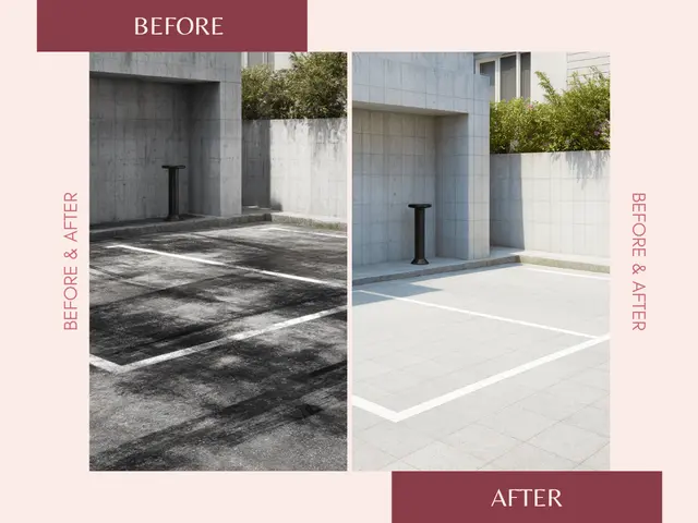 【追加料金一切なし】駐車場まるごと高圧洗浄｜黒ずみ・油汚れをスッキリ除去サービスの画像