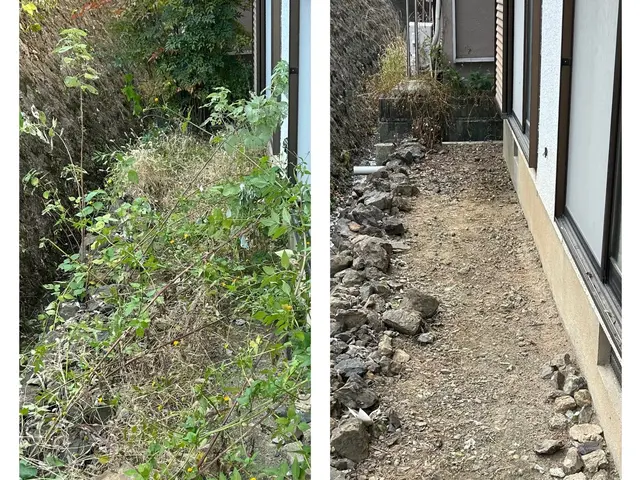 お庭や空家の草抜きが大変。マンション周りの草抜きをお願いしたい。お任せください！サービスの画像