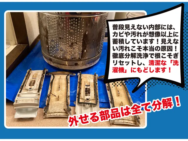 洗濯機分解洗浄｜黒カビ徹底除去・嫌なニオイ完全リセット！乾燥機能付きも！サービスの画像