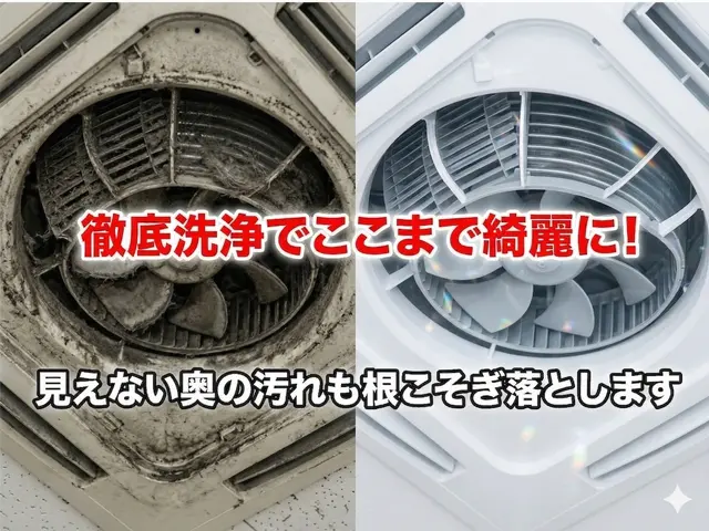 高品質仕上げで安心◎天井埋込エアコン丁寧分解クリーニングサービスの画像